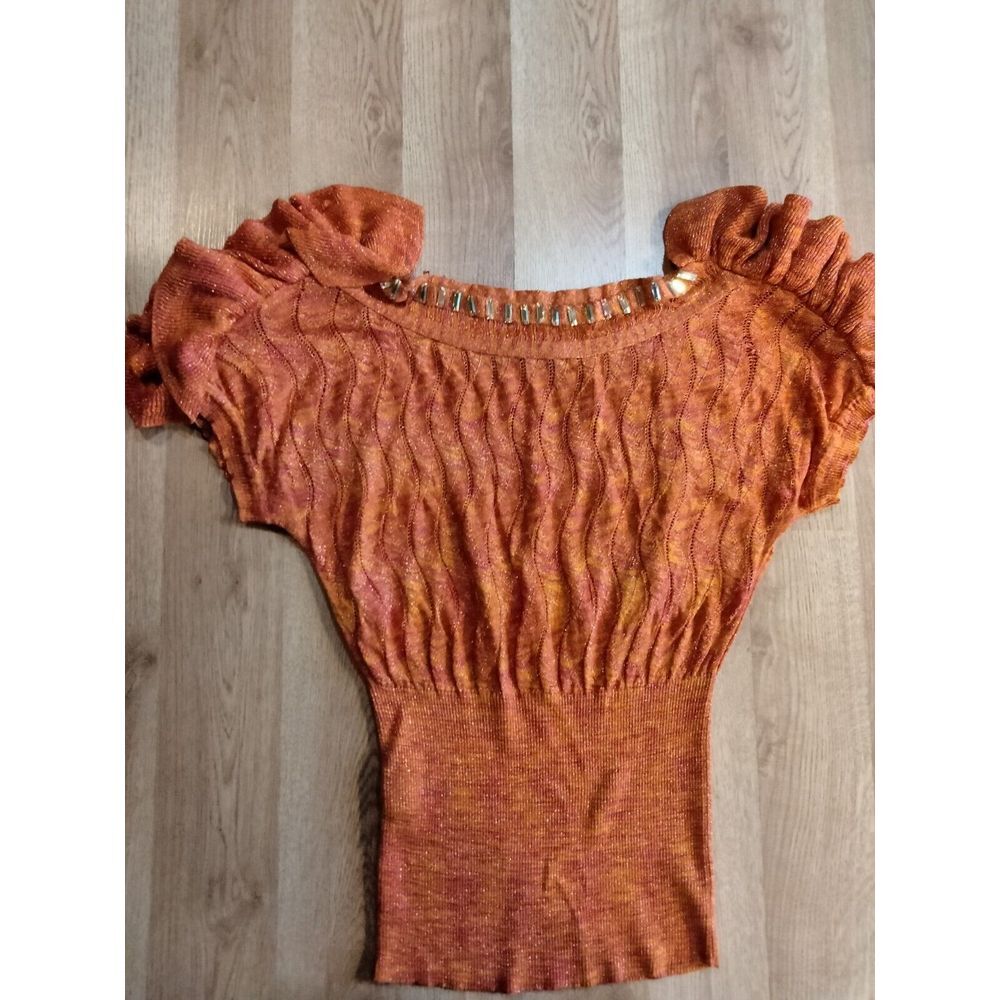 Peplos Women's Pink‎ And Orange Top Size P